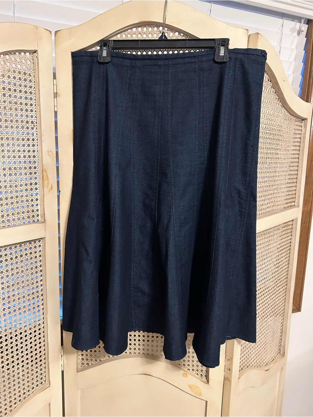 Westbound Navy A-Line Flared Midi Skirt